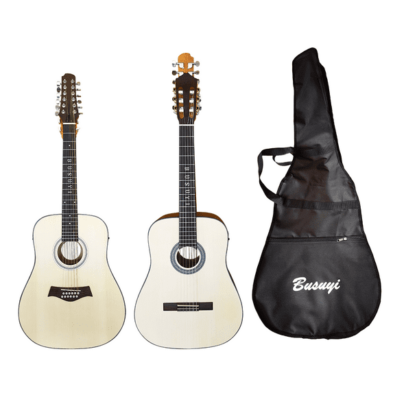 6 String Classical 12 String Acoustic Double Neck, Double Sided Busuyi Guitar 2023 NPT (Left Hand) + Bag