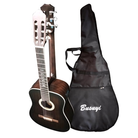 6 String Classical / 6 String Acoustic, Double Sided, Travel, Busuyi Guitar, (Transparent Black) All Levels + Bag