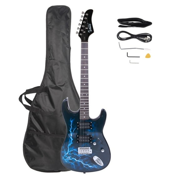 6-String Electric Guitar with Rosewood Fingerboard, Humbucker-Humbucker Pickups, Right-Handed GST-E Guitar with Bag/Strap/Power Wire/Plectrum/Tremolo Arm (Black)