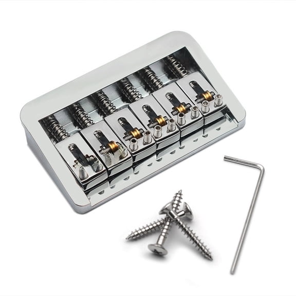 6 String Fixed Guitar Bridge 74x45mm Zinc Alloy Roller Bridge with String