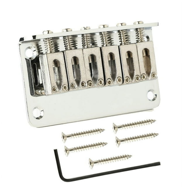 6 String Guitar Saddles Bridge with Screws Replacement Chrome Guitar