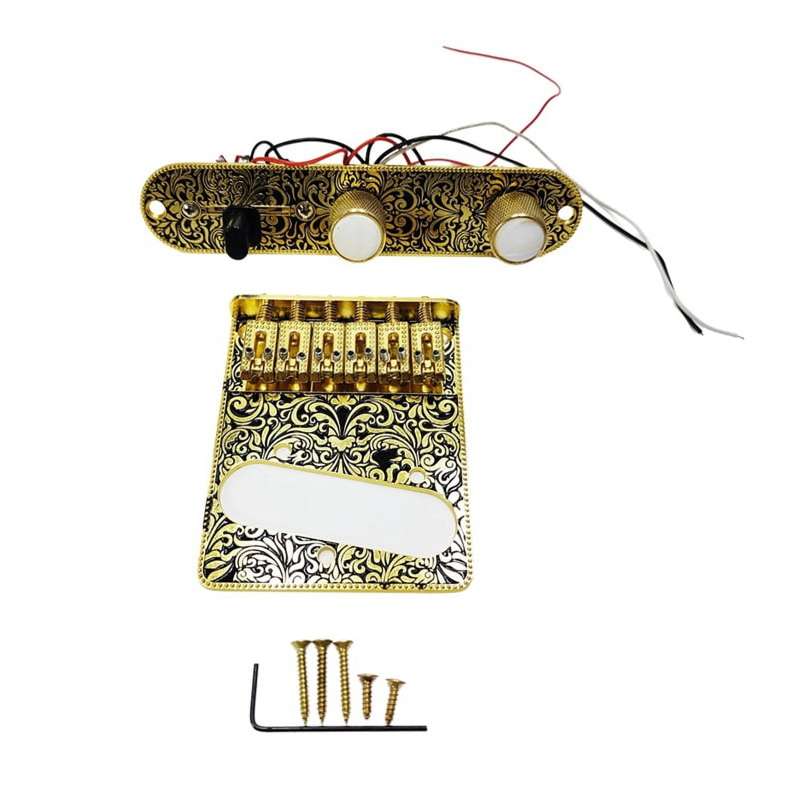6 String Roller Saddle Guitar Prewired Control Plate and Bridge Plate TL Electric Guitar Replacement Parts Gold