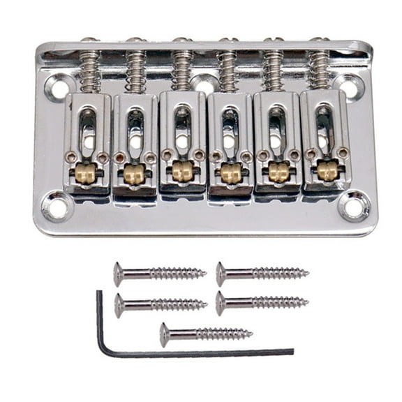 6 String Roller Saddle Hardtail Bridge for Electric Guitar, Adjustable Saddles, Easy Installation Kit