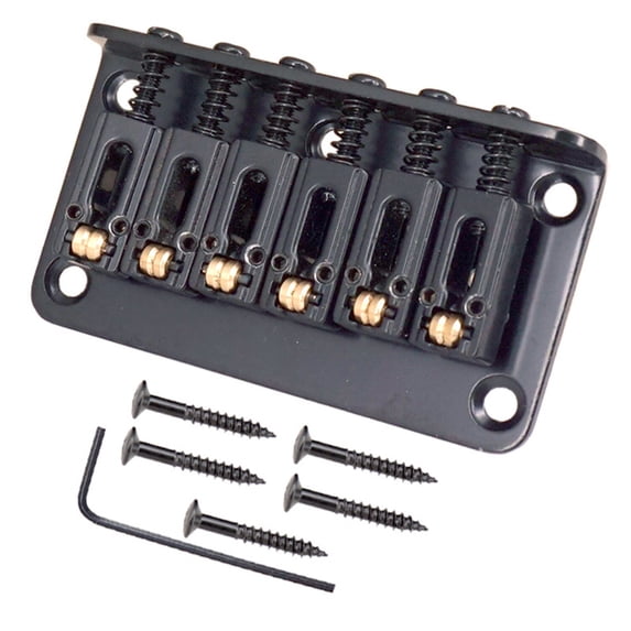 6 String Roller Saddle Hardtail Bridge for Electric Guitar, Adjustable Saddles, Easy Installation Kit