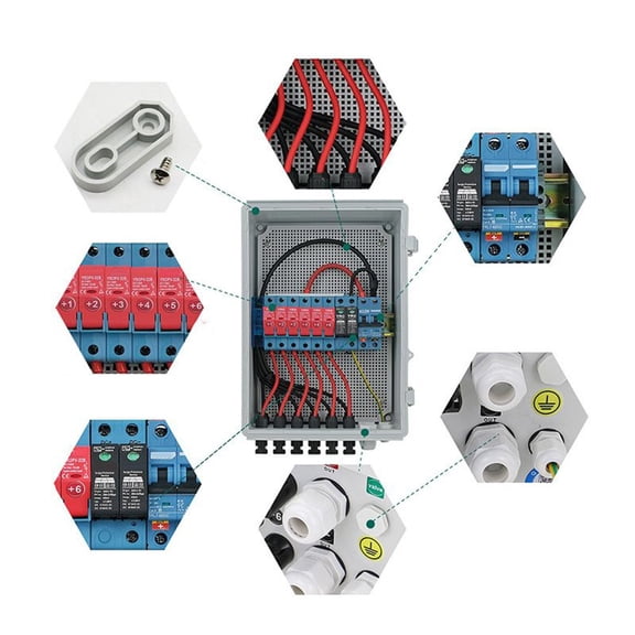 6-String Solar Pv Combiner Box With Arrester And Circuit Breaker Solar Panel