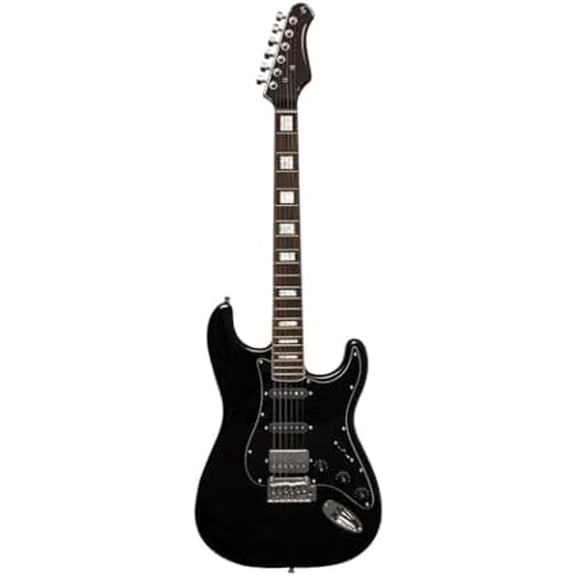 6 String Solid-Body Electric Guitar, Right, Black, Full (SES-60 BLK)$$Music