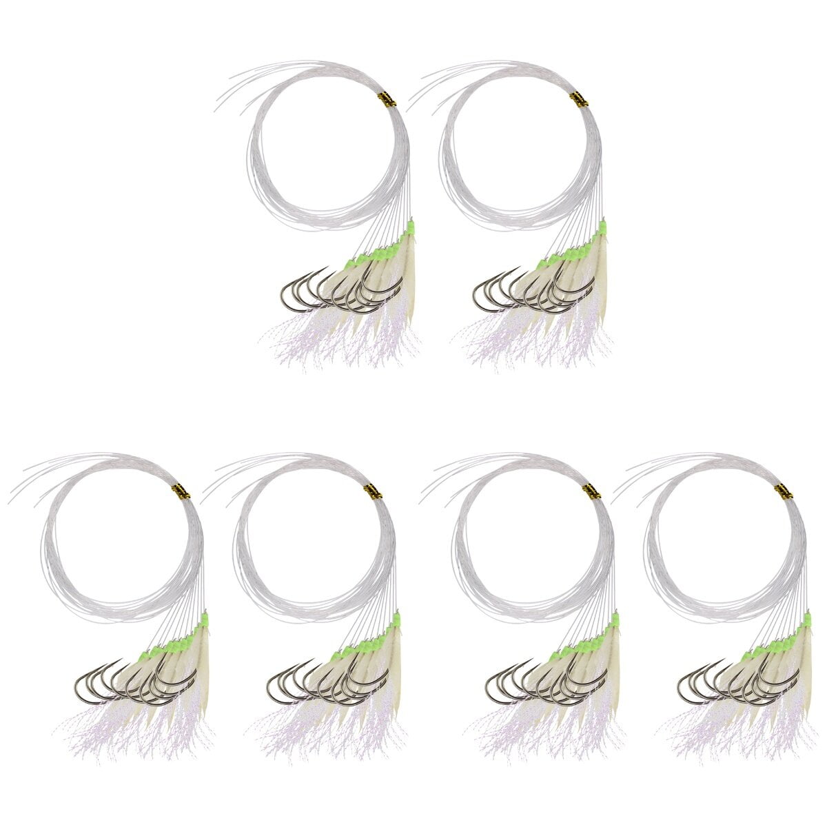 6 Strings Fishing String Hooks Fishhooks Pre Tied Fish Flies Fish Skin