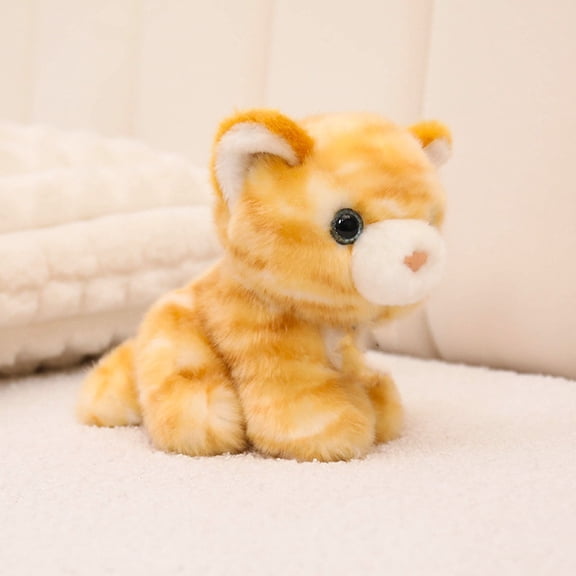 6" Stuffed Tabby Cat Animal, Soft Plush Toy, Cute Stuffed Animal for Boys and Girls, Realistic Looking Small Stuffed Animals, Nursery and Room Decor(Yellow)