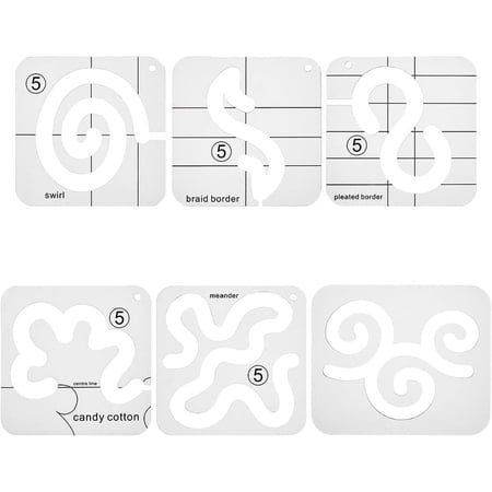 6 Style Free Motion Quilting Acrylic Rulers Wave/Vortex Patterns Sewing Templates Cutting-Edge Precision DIY Sewing Tools Transparent Patchwork Rulers for Sewing Stencils
