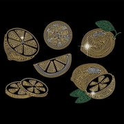 6 Style Lemon Iron on Rhinestones Transfer Slice of Lemon Heat Transfer Hot Fix Stickers Applique Patch for Clothing T-Shirt DIY Art Craft 21x29.7cm