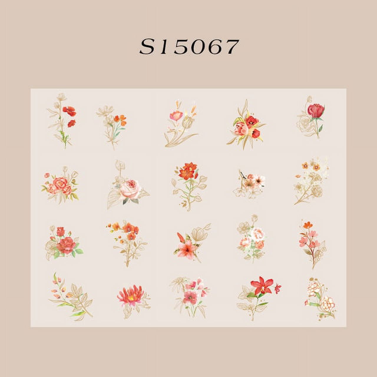 Mr.paper 6 Styles 100Pcs/Bag Vintage Botanical Stickers Aesthetic Flowers  Hand Account Material Decorative Stationery Sticker