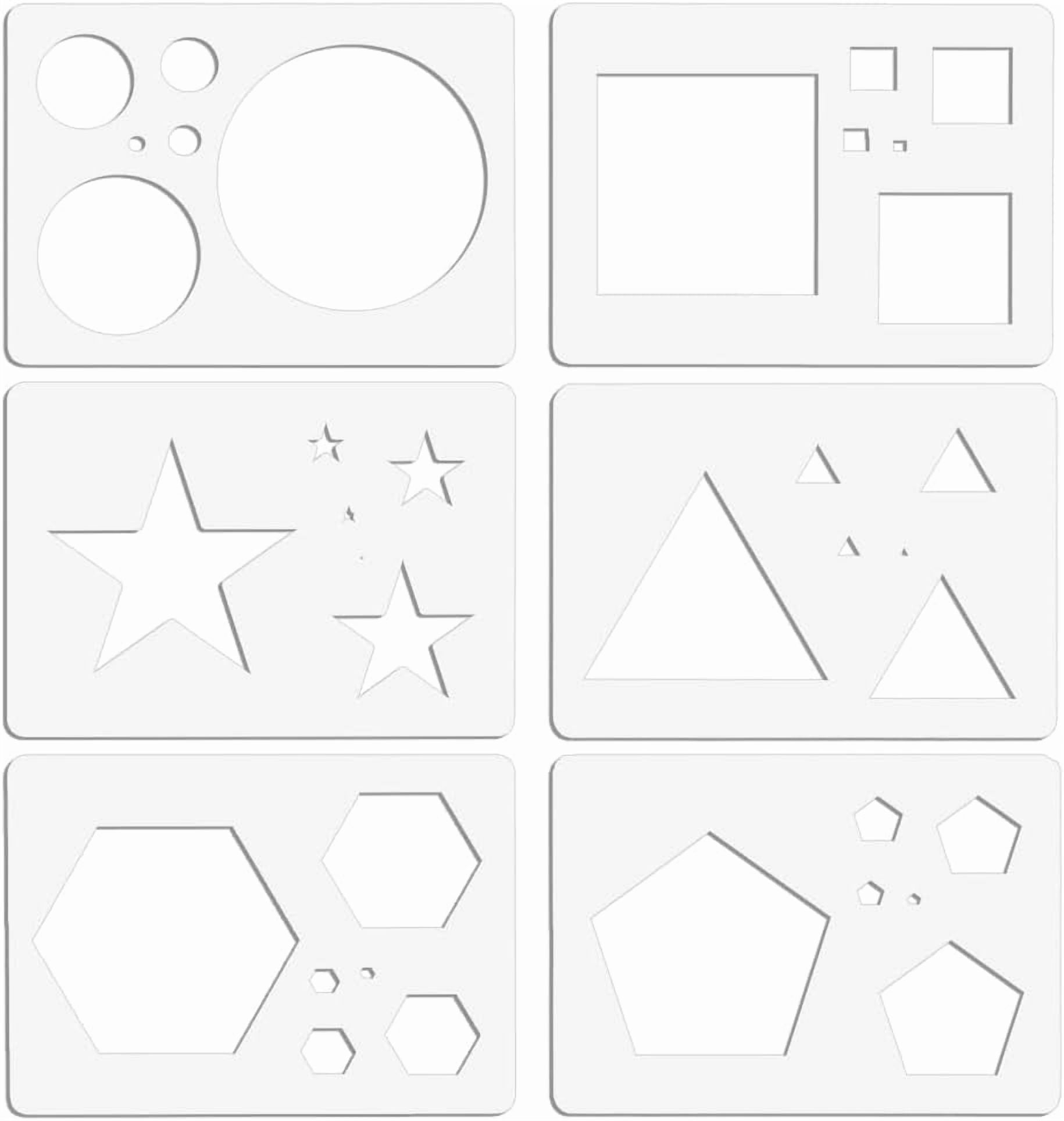6 Styles Acrylic Geometric Painting Stencil Templates 6.7x4.7Inch Clear