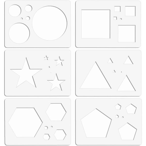 6 Styles Acrylic Geometric Painting Stencil Templates 6.7x4.7Inch Clear Geometric Drawing Templates