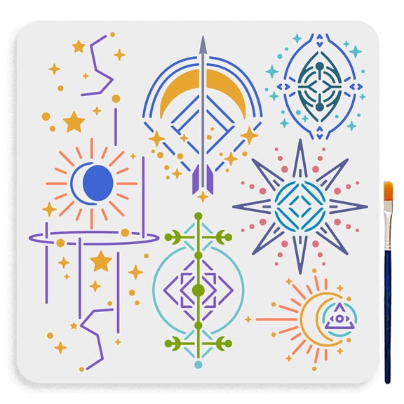 6 Styles Airplane Love Track Stencil 11.811.8inch Airplane Stencil Template with Paint Brush Aircraft Flight Trajectory Drawing Template