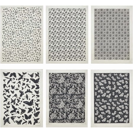 6 Styles Butterfly Flower Pattern Ceramic Decals Black Pottery Ceramics Clay Transfer Paper Underglaze Flower Paper for Pottery Enamel Decal 15x21 Inch