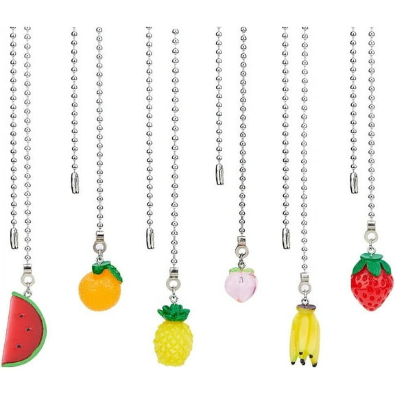 6 Styles Ceiling Fan Pull Chain Extension 13.4 Inch Fruit Light Pull Chain 6Pcs Adjustable Decorative Extension Connector Hanging Ornaments for Fan Wall Lighting Lamp Summer Home Decor colorful