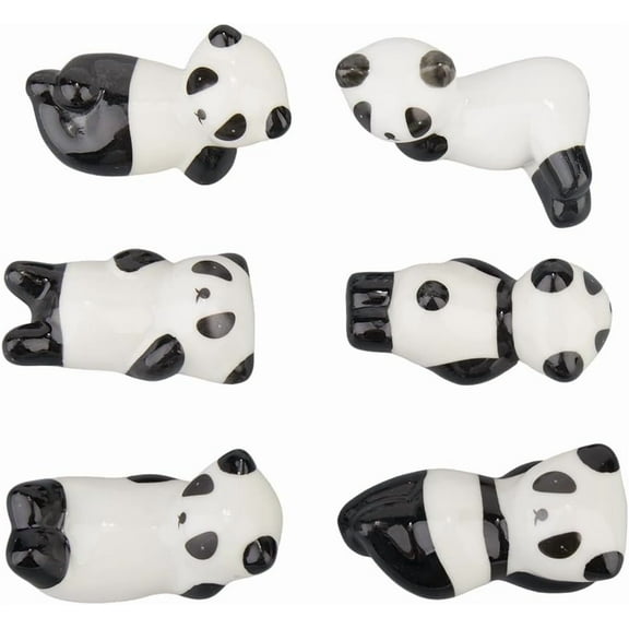 6 Styles Ceramic Panda Chopstick Rest Holder Set Black White Cute Chinese Animal Chopstick Stand Rack Pen Holder Portable Washable Reusable for DIY Kitchen Supplies Cooking Utensils Tableware
