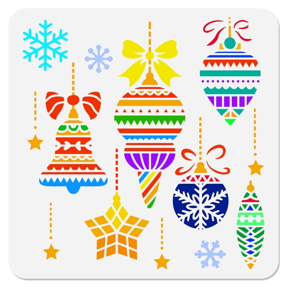 6 Styles Christmas Decorative Lights Stencil Painting 11.8"x 11.8" Reusable Snowflake Stencil Drawing Template Star DIY Craft Paint Template