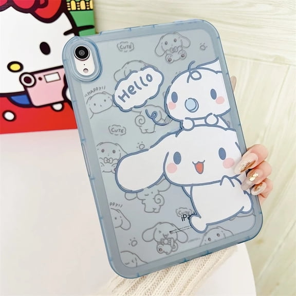 6 Styles Cute Cartoon Character iPad Case, Clear Shockproof Protective Cover for All iPad Models