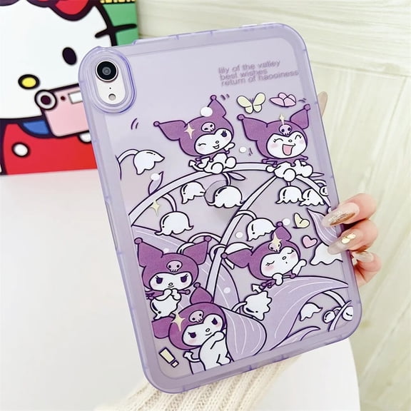 6 Styles Cute Cartoon Character iPad Case, Clear Shockproof Protective Cover for All iPad Models