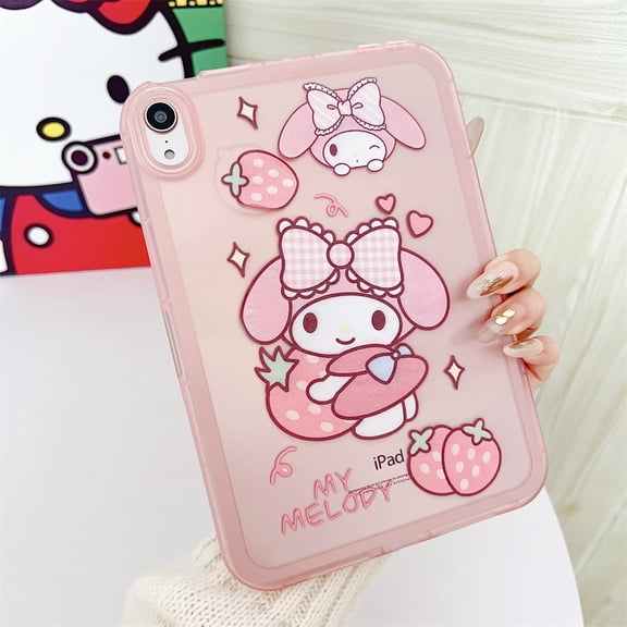 6 Styles Cute Cartoon Character iPad Case, Clear Shockproof Protective Cover for All iPad Models