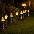 thumbnail image 1 of 6 Styles Halloween Solar Ground Stake Lights Pumpkin Ghost Mummy Maple Leaf Waterproof LED Outdoor Garden Lamps Auto On/Off 2 Lighting Modes On/Flashing for Yard Party Decor, 1 of 7