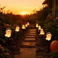 thumbnail image 1 of 6 Styles Halloween Solar Ground Stake Lights Pumpkin Ghost Mummy Maple Leaf Waterproof LED Outdoor Garden Lamps Auto On/Off 2 Lighting Modes On/Flashing for Yard Party Decor, 1 of 7