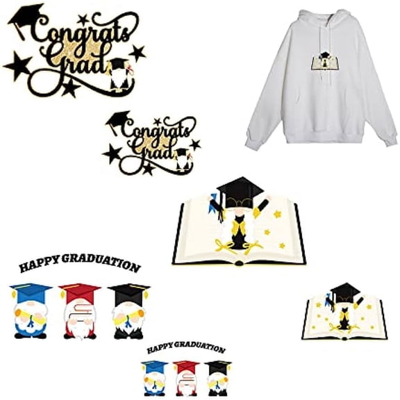 6 Styles Happy Graduation Gnome Iron on Patches Congrats Grad PET Heat Transfer Stickers Iron On Patches