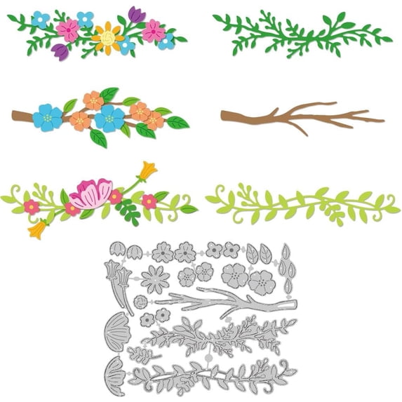 6 Styles Overlay Flower Branches Cutting Dies Tree Leaf Die Cut Carbon Steel Leaves Die Cuts Stencils Card Making Scrapbooking Embossing Template for DIY Craft Albums Greeting Card Decor