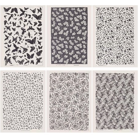 6 Styles Pottery Ceramics Clay Transfer Paper 21x15Inch Butterfly Flowers Pattern Underglaze Transfers Decals Ceramic Decals