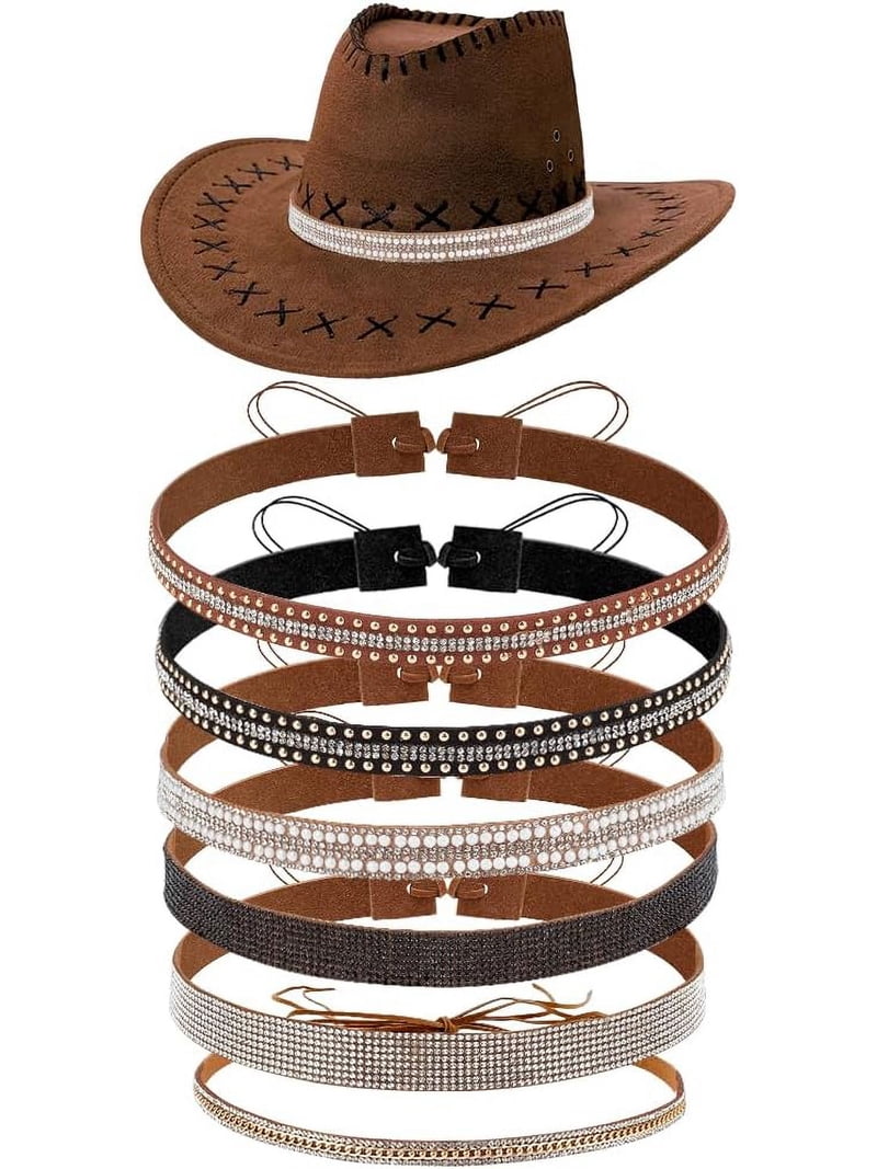 6 Sparkly Cowboy Hats with Bandanas Adjustable Western Party Set Coume 6 Sets Sparkly Adults Cowboy Hat and Bandanas Women  main image 4