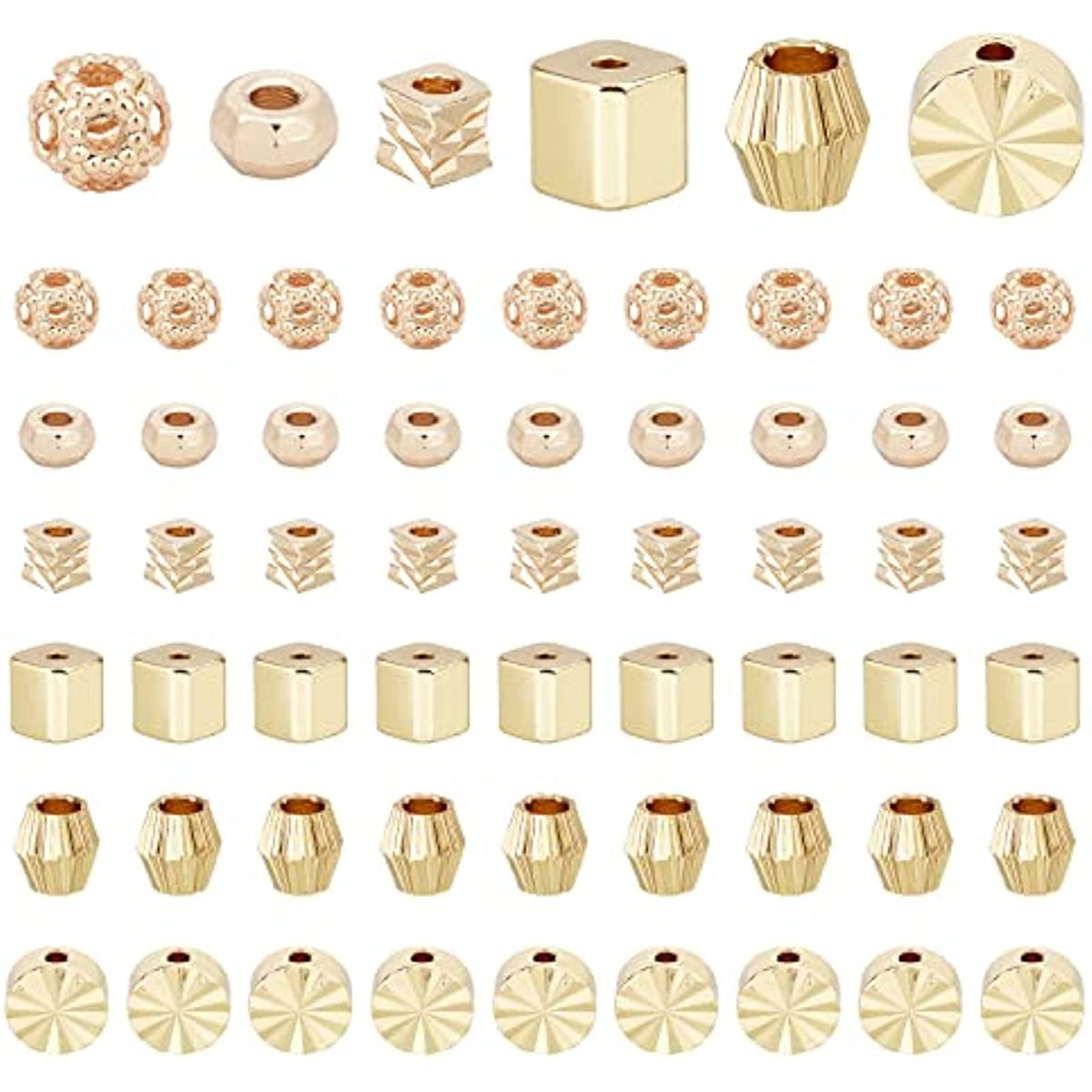 Styles Spacer Beads 60pcs 14K Gold Plated Beads Brass Flat Round