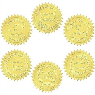 Gold Foil Sticker Fern Leaf 100pcs Certificate Seals Gold Embossed Round  Embossed Foil Seal Stickers for Envelopes Invitation Card Diplomas Awards  Graduation Celebration 