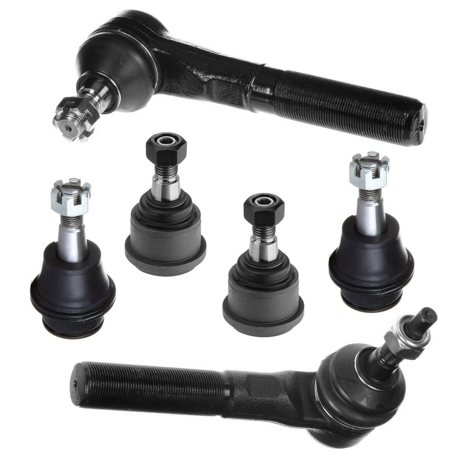 6 Suspension & Steering Kit Upper Lower Ball Joints + Tie Rods for 4WD