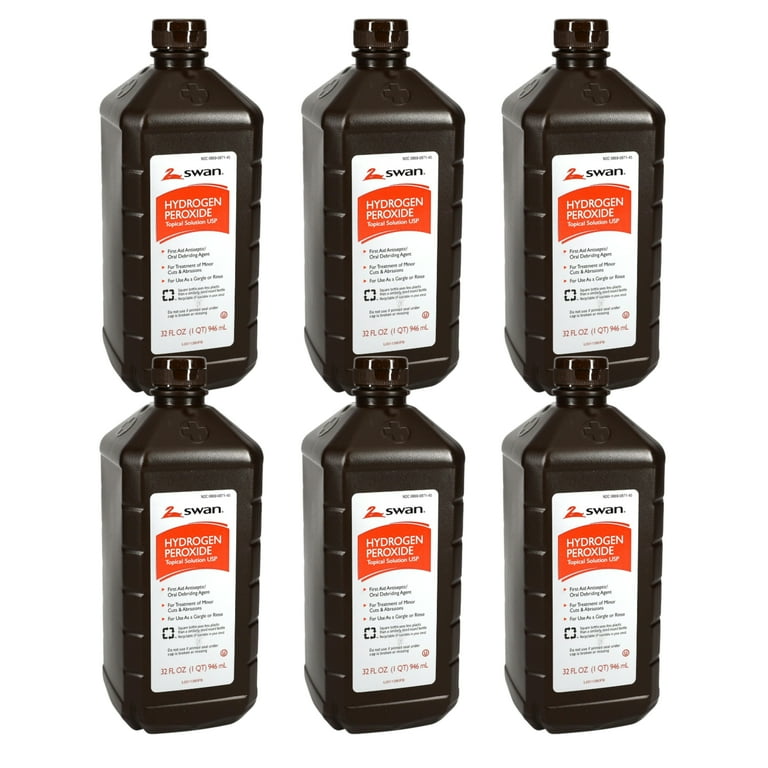 6) Swan Hydrogen Peroxide 3% Topical Solution USP 32Oz First Aid