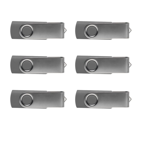6 Swivel USB Flash Drives Pack, 8GB - Pocket size, Long Data Retention - Grey