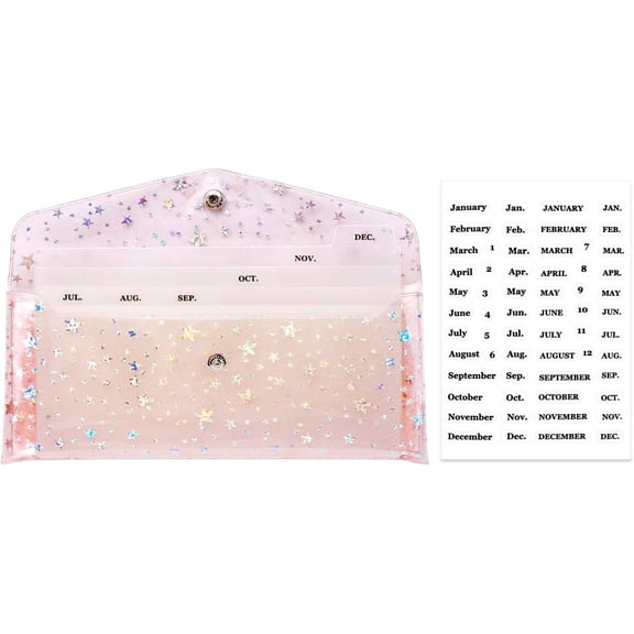 6-Tab Pink Cash Envelope Stuffing Wallet for Budgeting, Bill Divider Pockets Money Receipt Organizer Holder System for Women