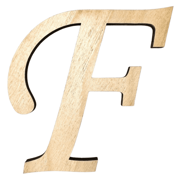 6" Tall BIRCH Wood Letter F | Krafty Supply 1/4" Thick Wooden Letters | Wood Craft Letter | Monotype Font | Fancy Fonts