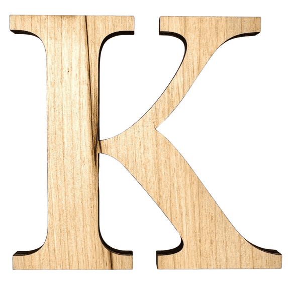 6" Tall Birch Letter K | 1/4" Thick Birch Plywood| Krafty Supply Letters | Times | Wooden Letter