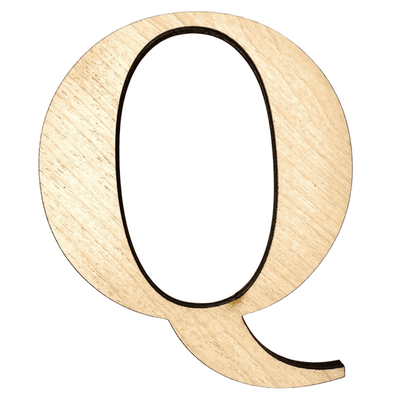 6" Tall Birch Letter Q | 1/4" Thick Birch Plywood| Krafty Supply Letters | Times | Wooden Letter