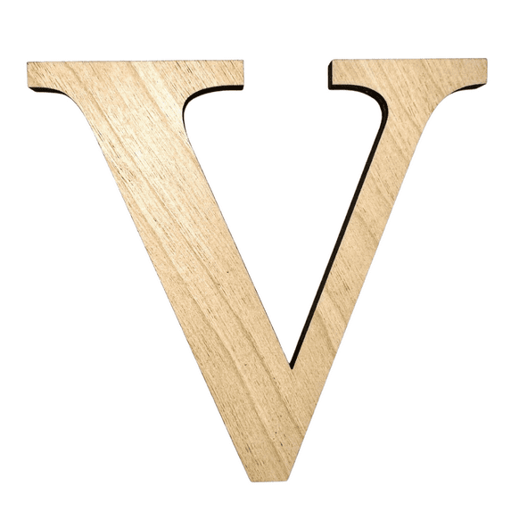6" Tall Birch Letter V | 1/4" Thick Birch Plywood| Krafty Supply Letters | Times | Wooden Letter