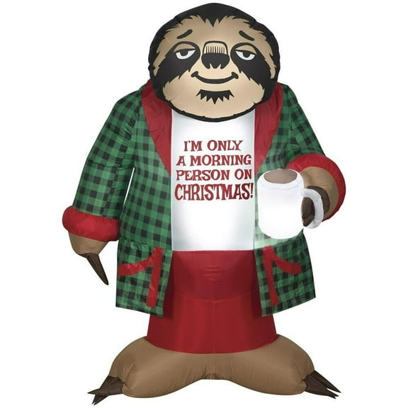 6' Tall Sloth Wearing Robe Inflatable LED Light Outdoor Lawn Christmas Decor