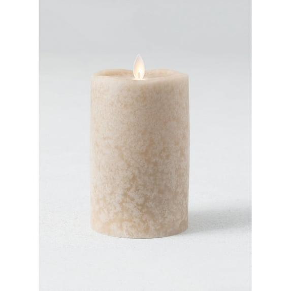 6" Tan Mottled LED Pillar Candle
