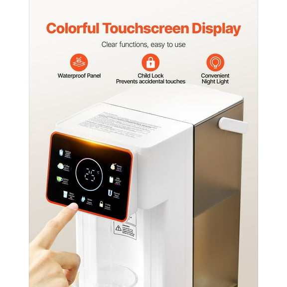 6-Temperature Instant Hot Water Dispenser - 7 Custom Volumes, 101oz Stainless Steel Tank, Energy Efficient