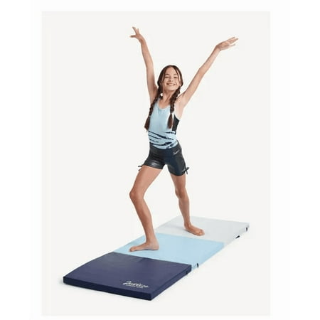 6‘ Three Folding Gymnastics Mat with Carry Handles Multi Color Blue 1.5-inch Thickness