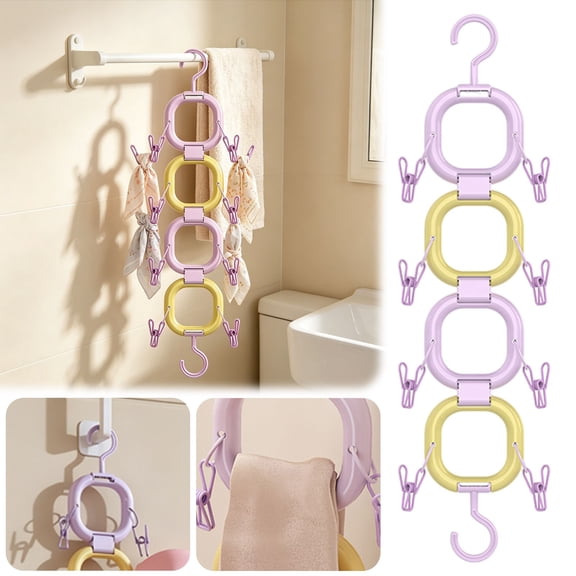 6 Tier 12 Clip Rotating Hat Organizer Hanger for Closet Door, 360 Degree Swivel Cap Storage Rack for Baseball Caps Scarves Handbags, Space Saving Wall Mounted Holder, Light Violet, By Tanuke store