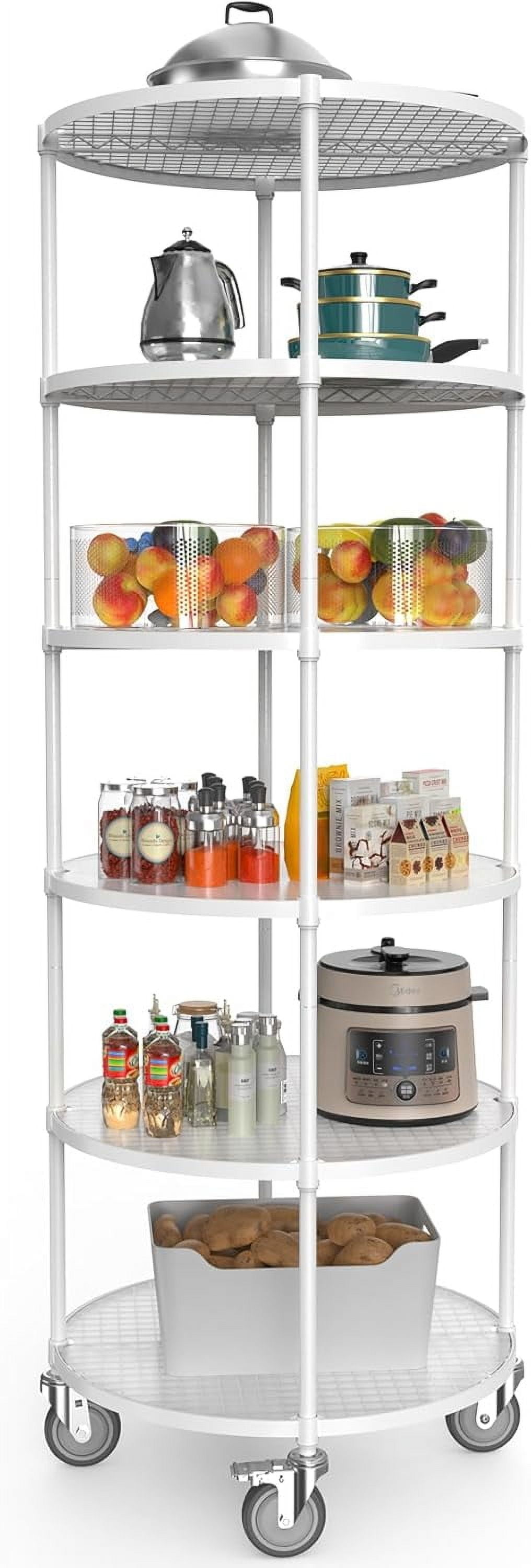 6 Tier 30in Diameter Round Shelving Unit, 2400lbs NSF Corner Wire ...