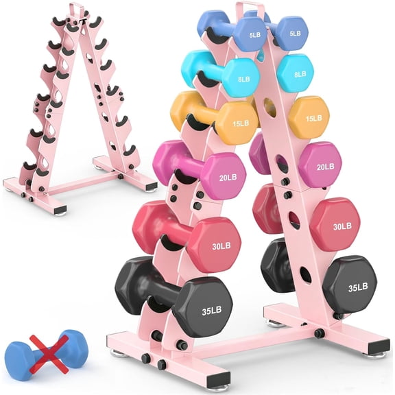 6-Tier|5-Tier|4-Tier Dumbbell Rack Stand Only, Weight Rack for Home Gym Storage Stand for Weights Metal A-Frame Strength Training Dumbbell Holder with Handle (Dumbells not Included)