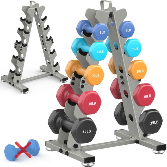6-Tier|5-Tier|4-Tier Dumbbell Rack Stand Only, Weight Rack for Home Gym Storage Stand for Weights Metal A-Frame Strength Training Dumbbell Holder with Handle (Dumbells not Included)