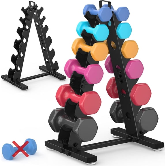6-Tier|5-Tier|4-Tier Dumbbell Rack Stand Only, Weight Rack for Home Gym Storage Stand for Weights Metal A-Frame Strength Training Dumbbell Holder with Handle (Dumbells not Included)
